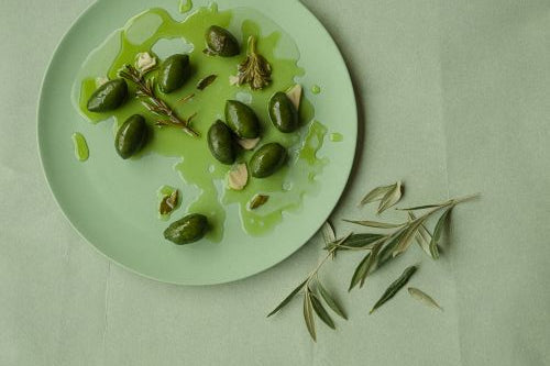 Fresh olives on a plate